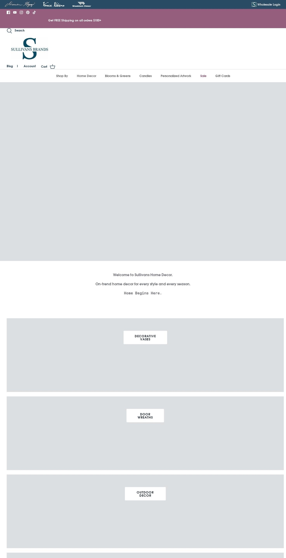 sullivanshomedecor.com shopify website screenshot