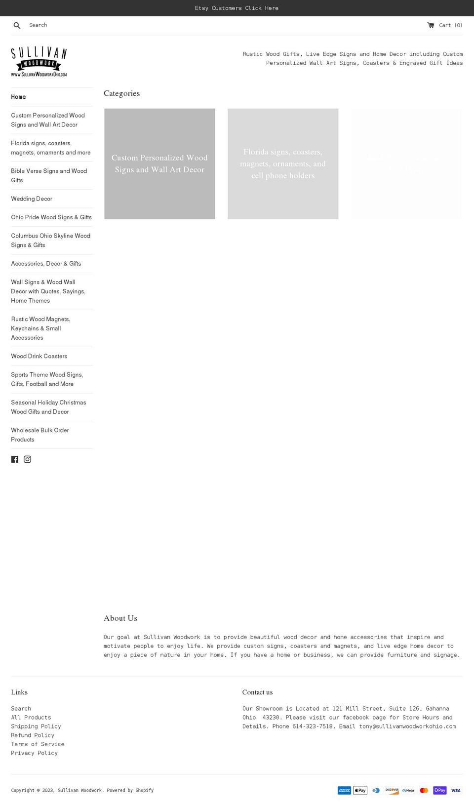 sullivanwoodworkohio.com shopify website screenshot