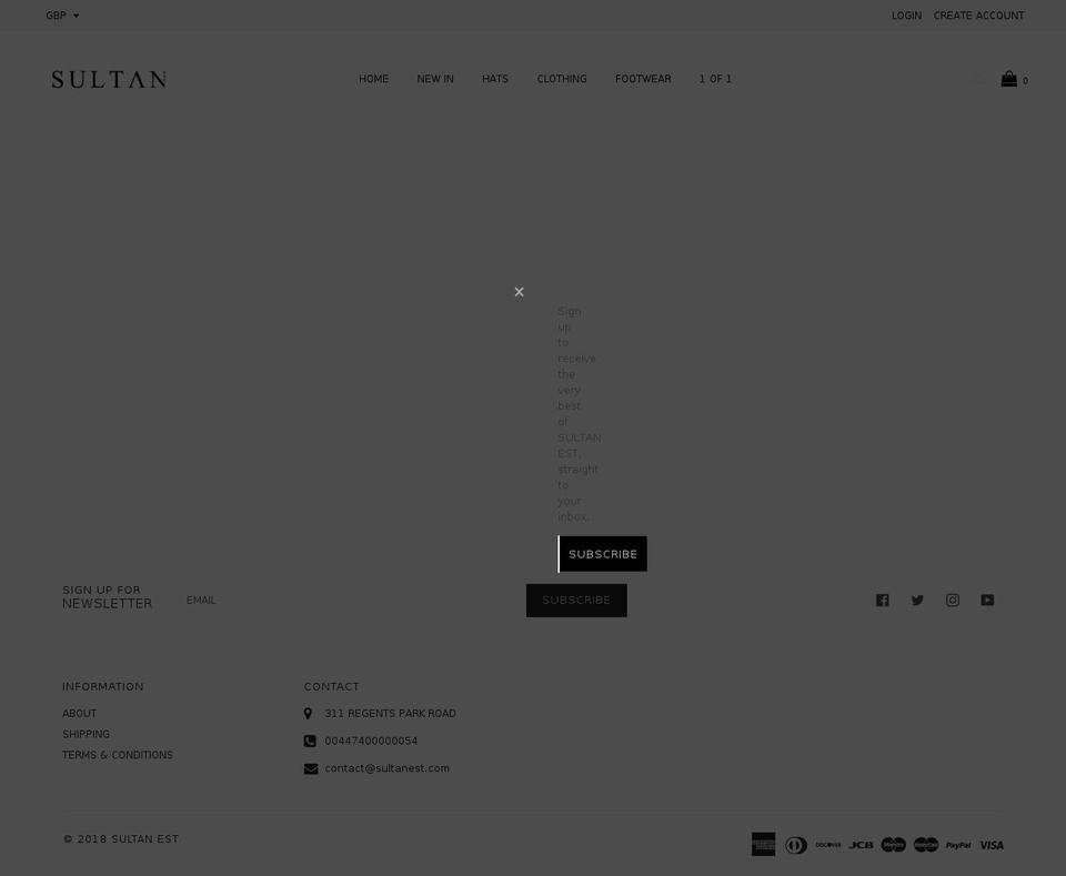 sultanest.com shopify website screenshot