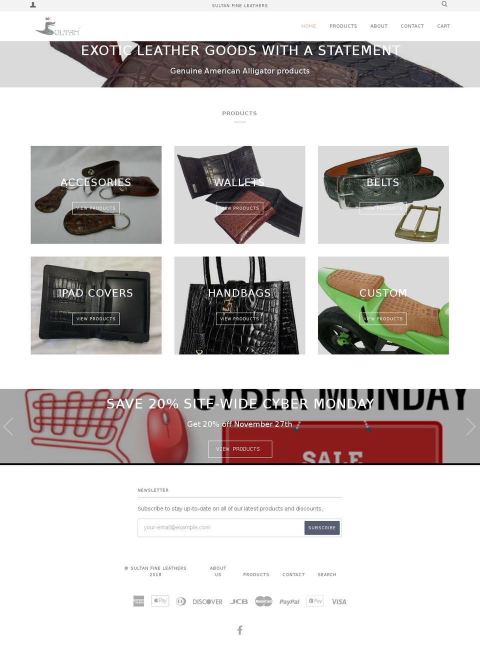 sultanfineleathers.com — Shopify storefront screenshot