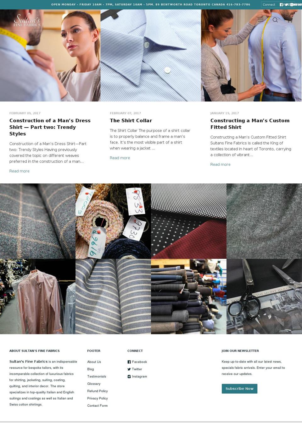 sultansfinefabrics.com shopify website screenshot