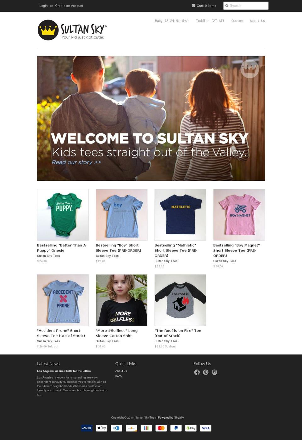 sultanskytees.com shopify website screenshot