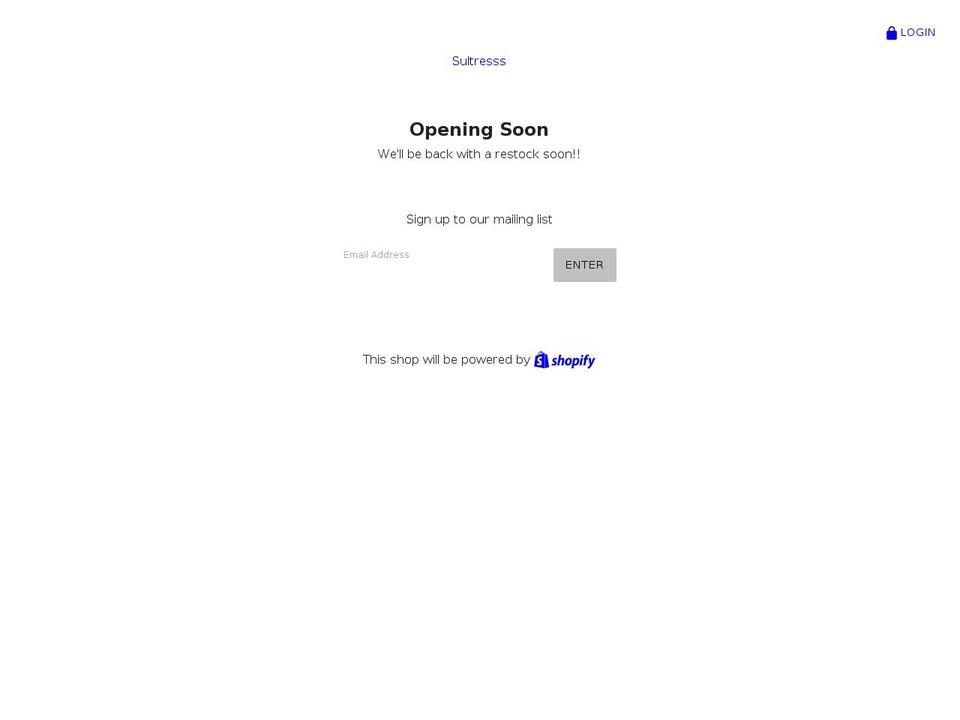 sultresss.com shopify website screenshot