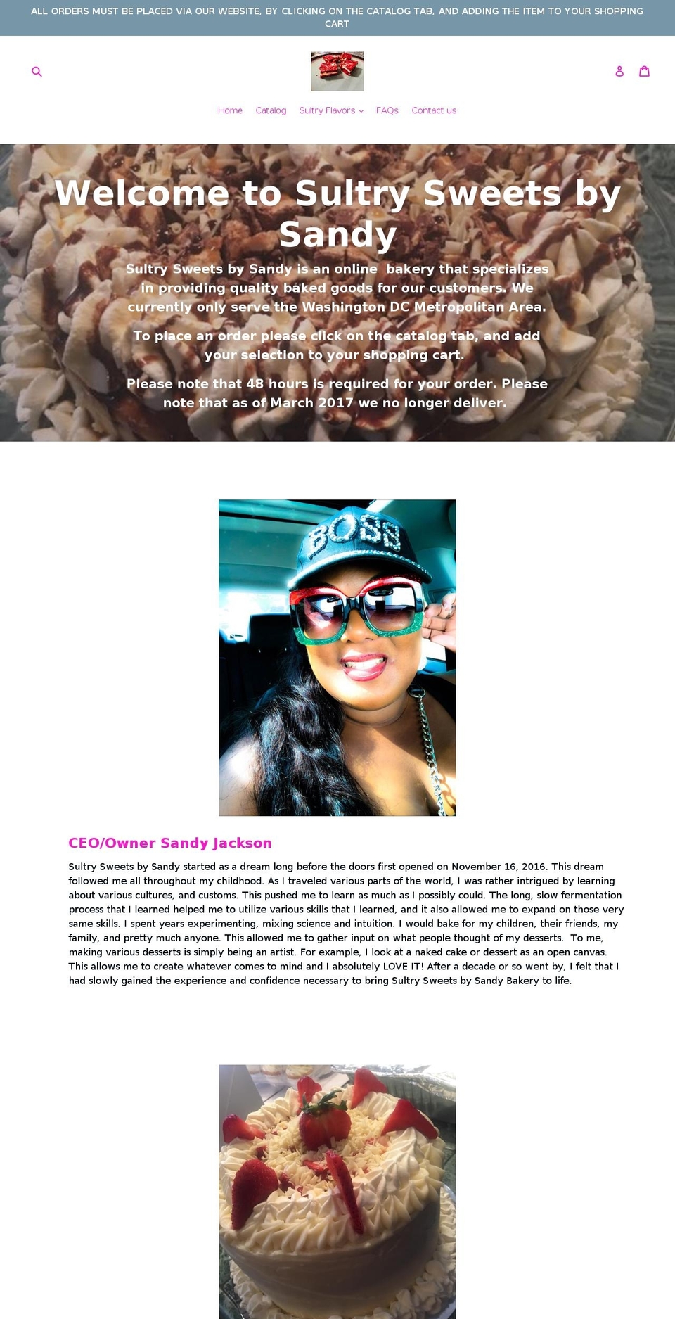 sultrysweetsbysandy.com — Shopify storefront screenshot