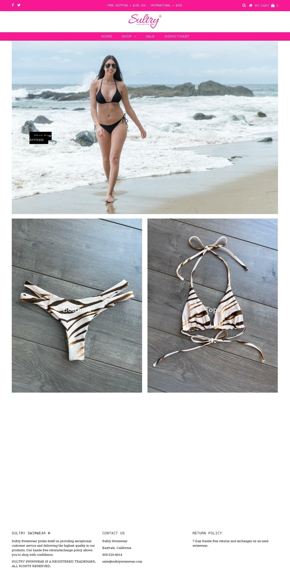 sultryswimwear.com shopify website screenshot