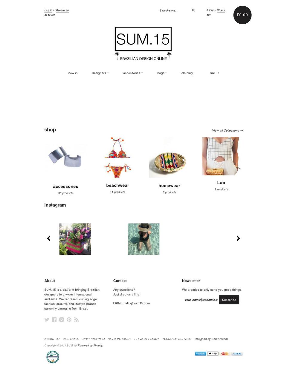 sum15.com shopify website screenshot
