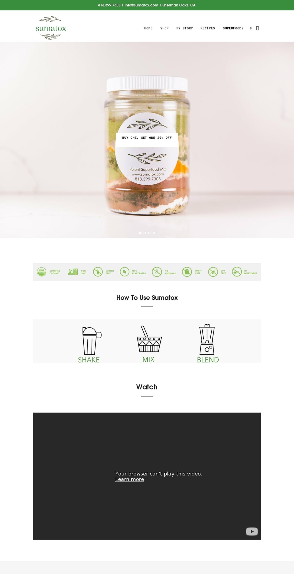 sumatox.com shopify website screenshot