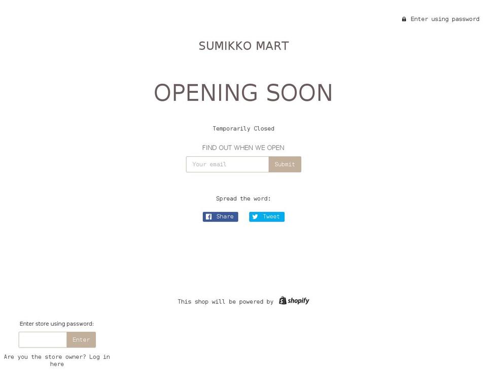 sumikkomart.com shopify website screenshot