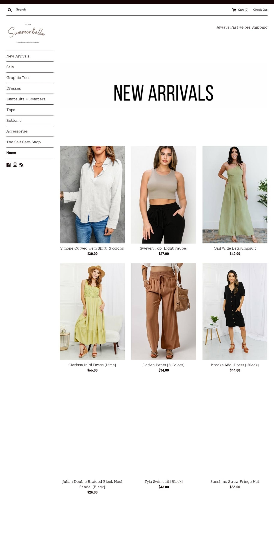 summerbellaboutique.com shopify website screenshot