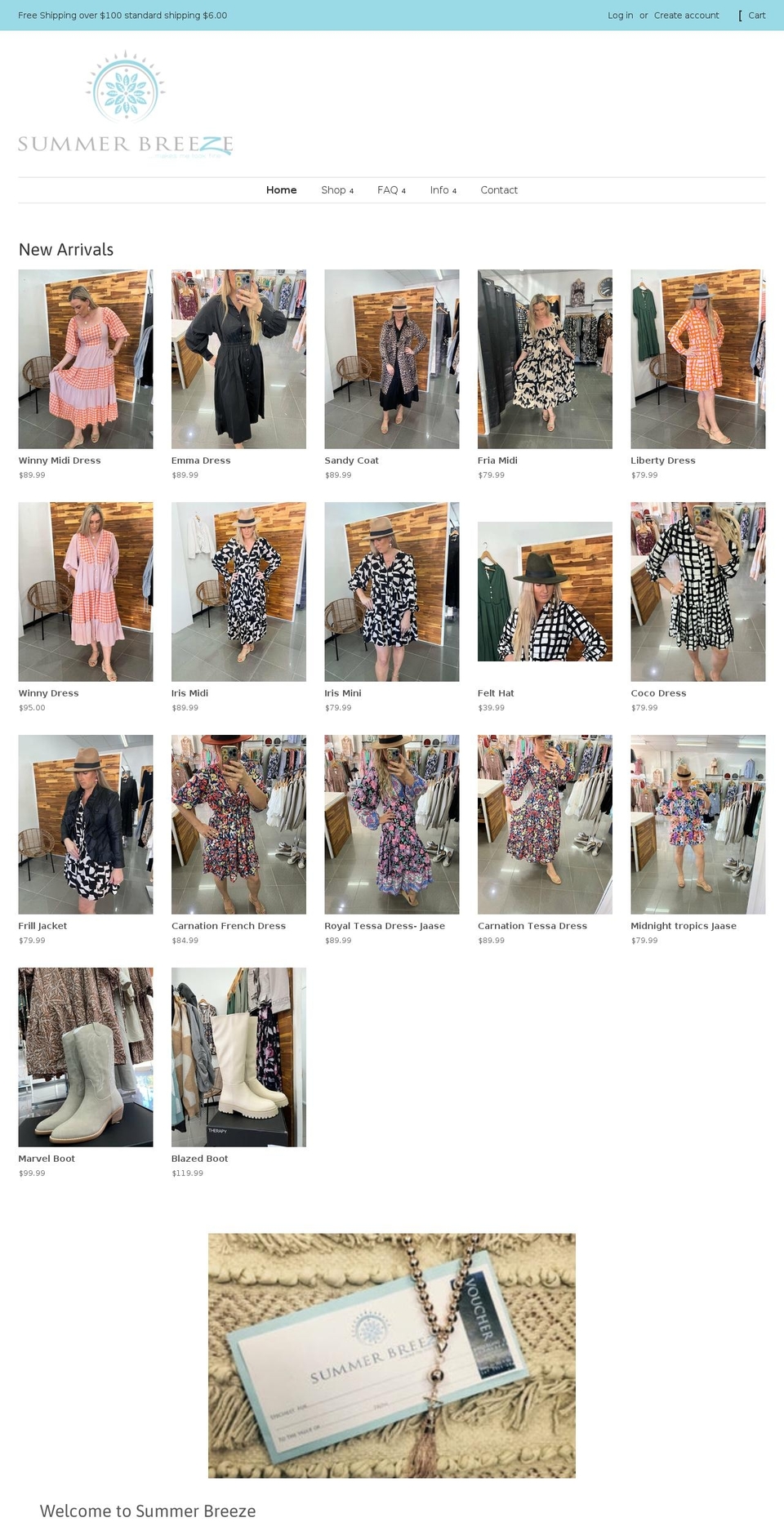 summerbreezeclothing.com.au shopify website screenshot