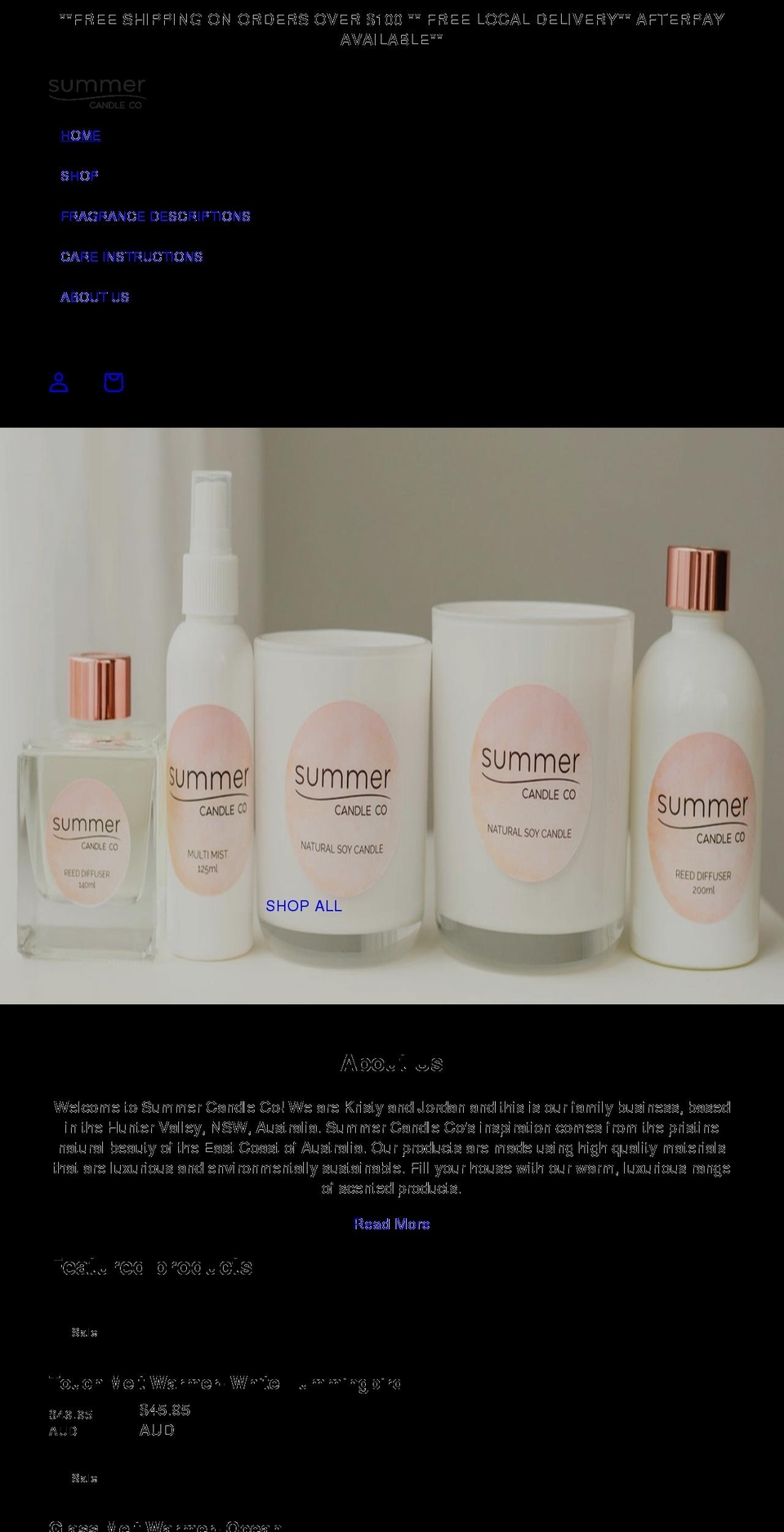 summercandleco.com shopify website screenshot