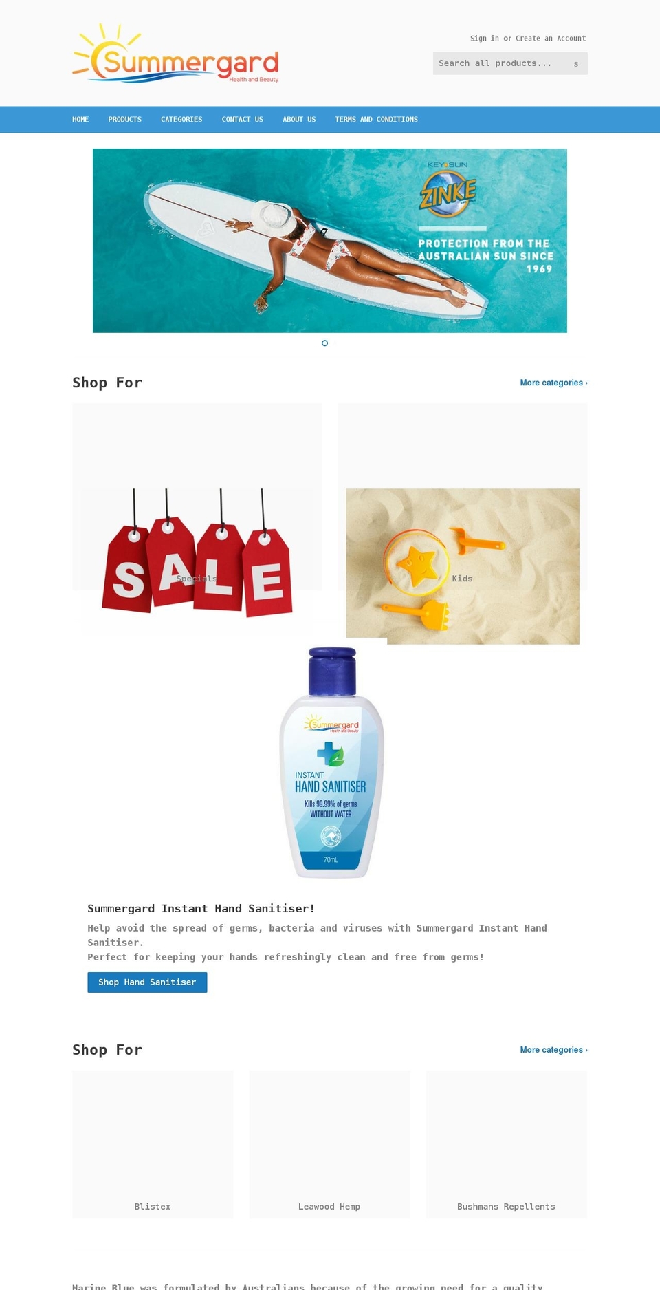 summergard.com.au shopify website screenshot