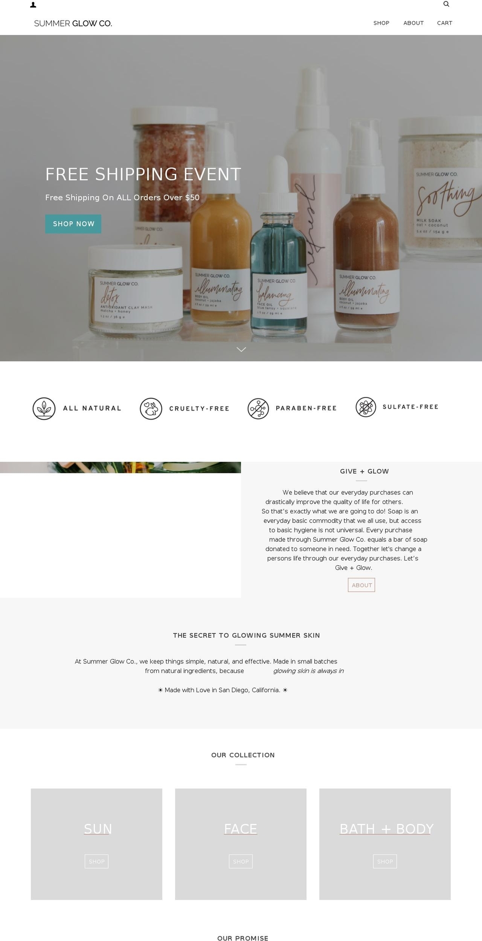 summerglowco.com shopify website screenshot