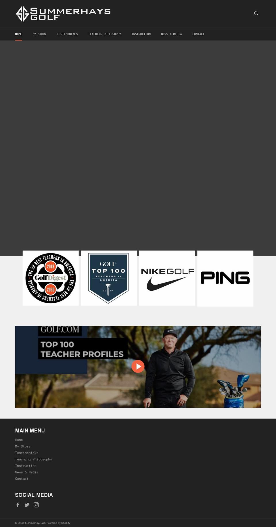 summerhaysgolf.com shopify website screenshot