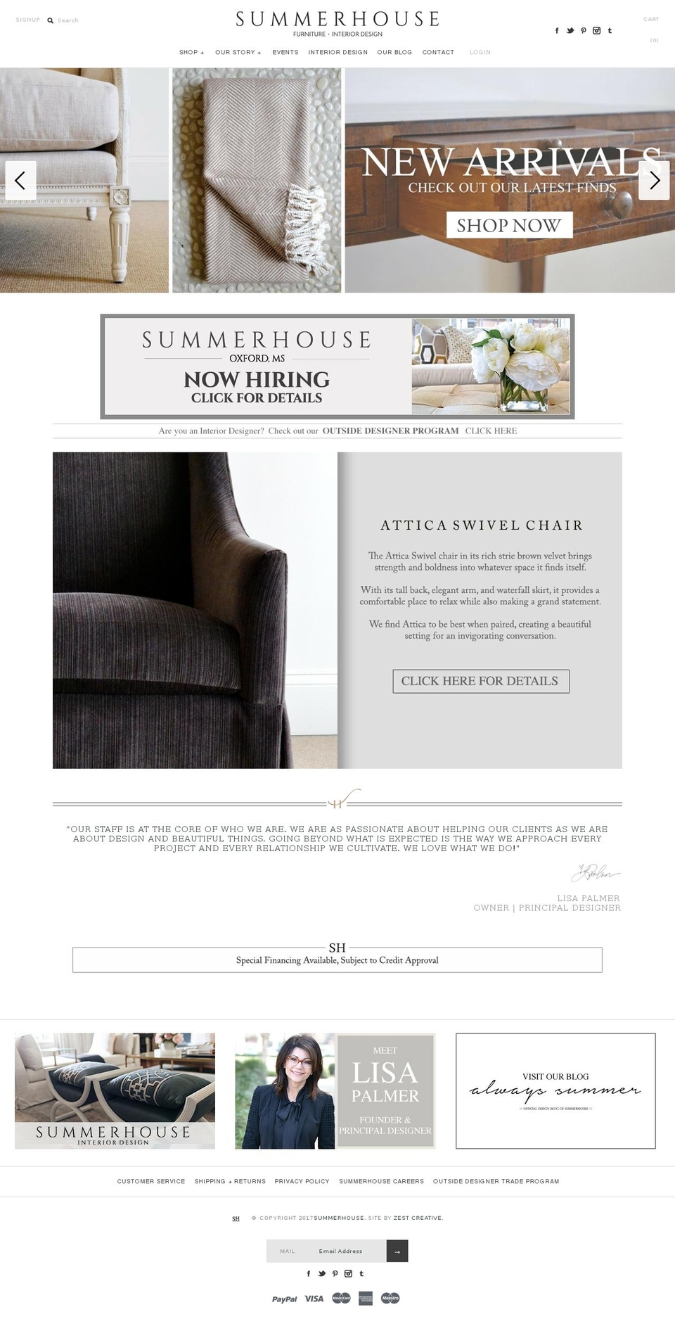 summerhousejackson.com shopify website screenshot