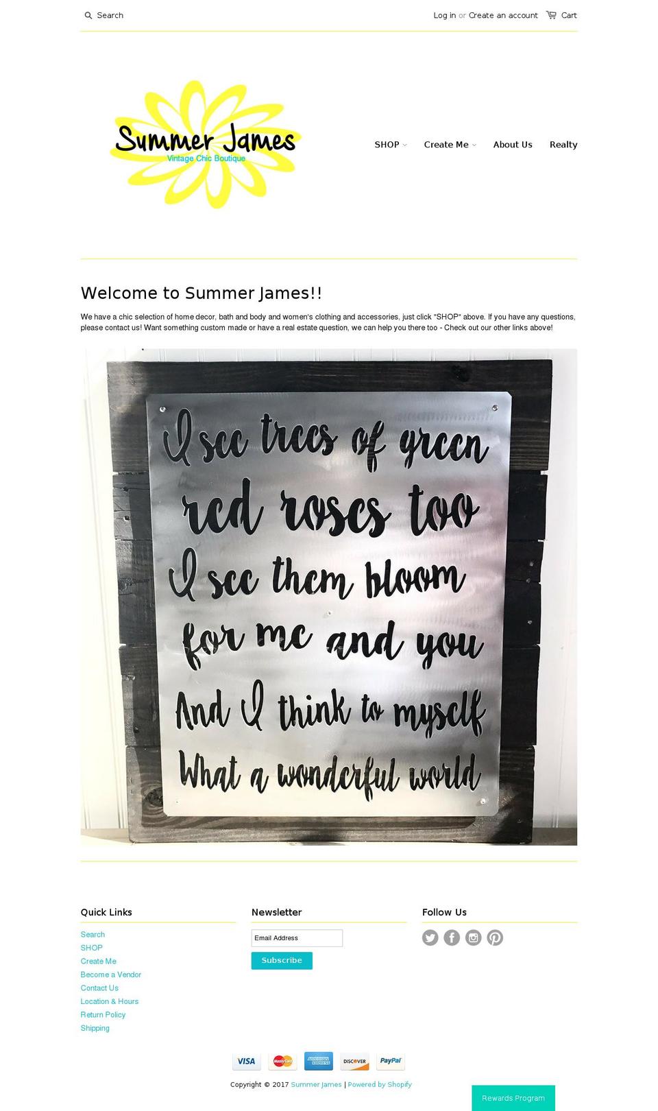 summerjamesboutique.com shopify website screenshot
