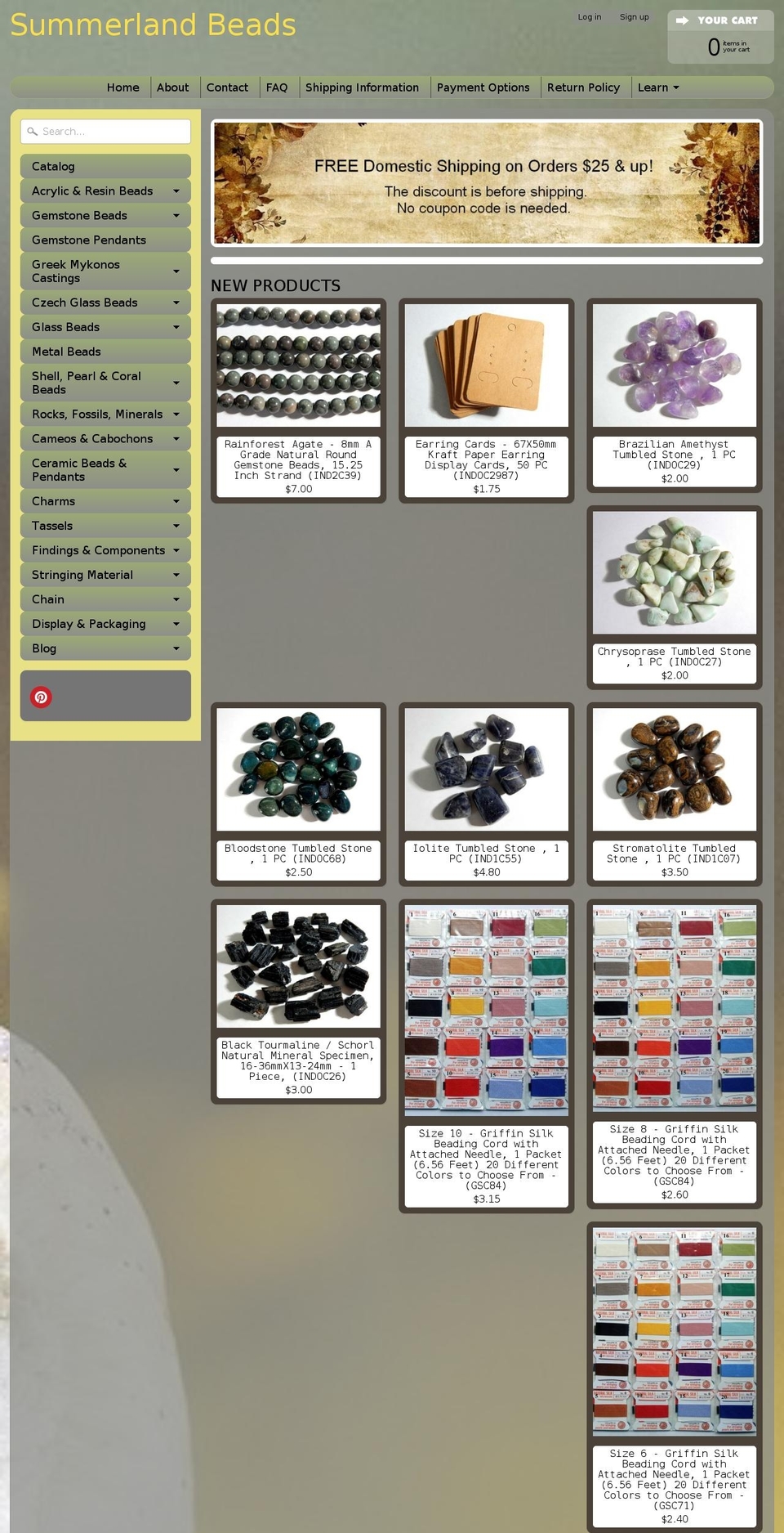 summerlandbeads.com — Shopify storefront screenshot