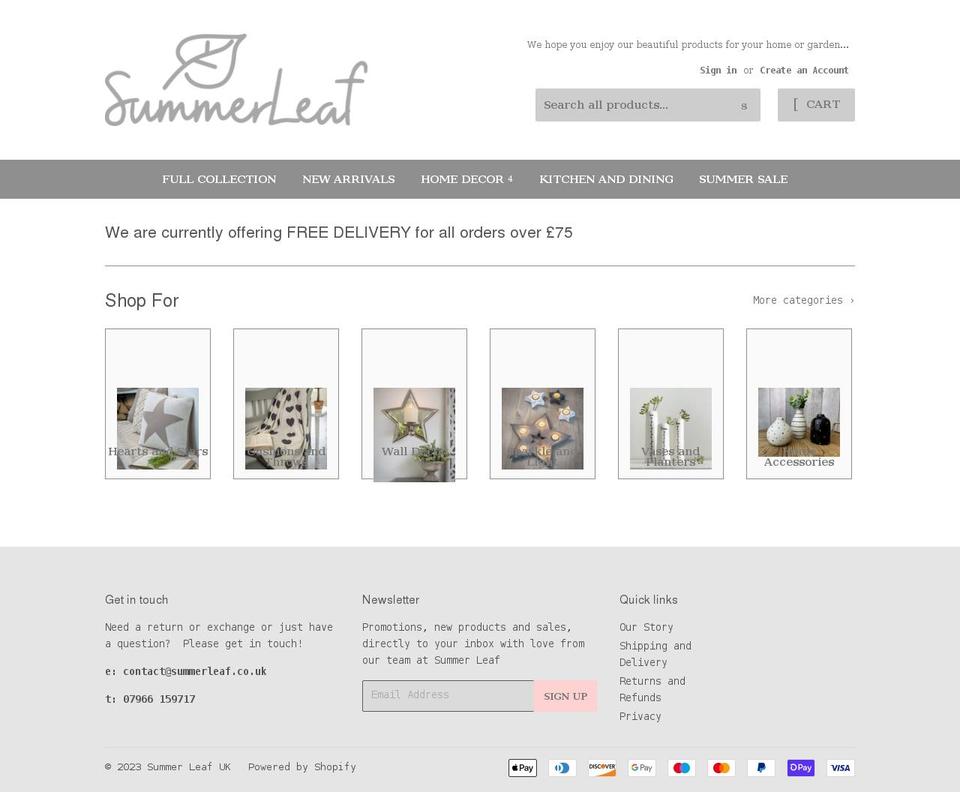 summerleaf.co.uk shopify website screenshot