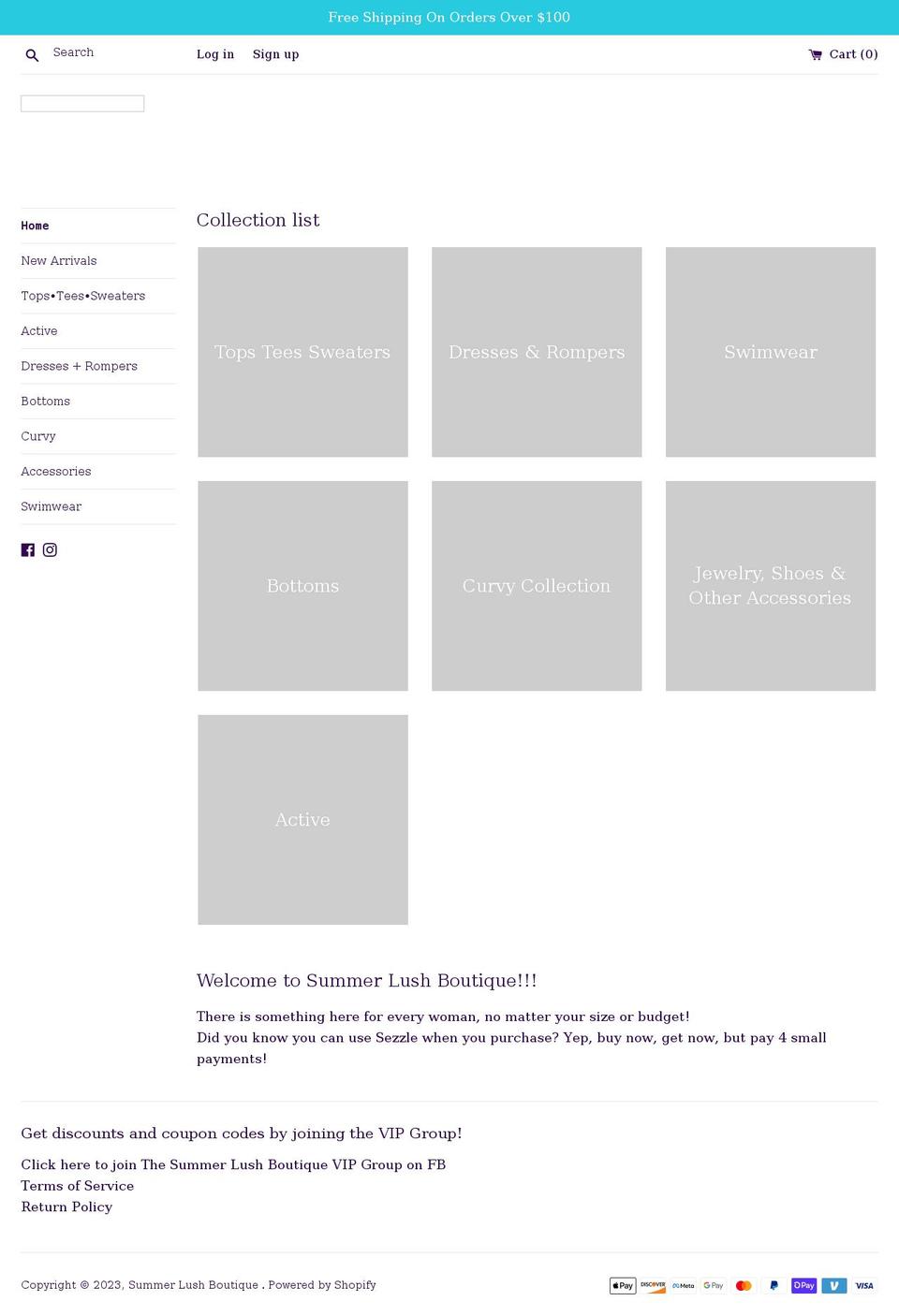 summerlushboutique.com shopify website screenshot