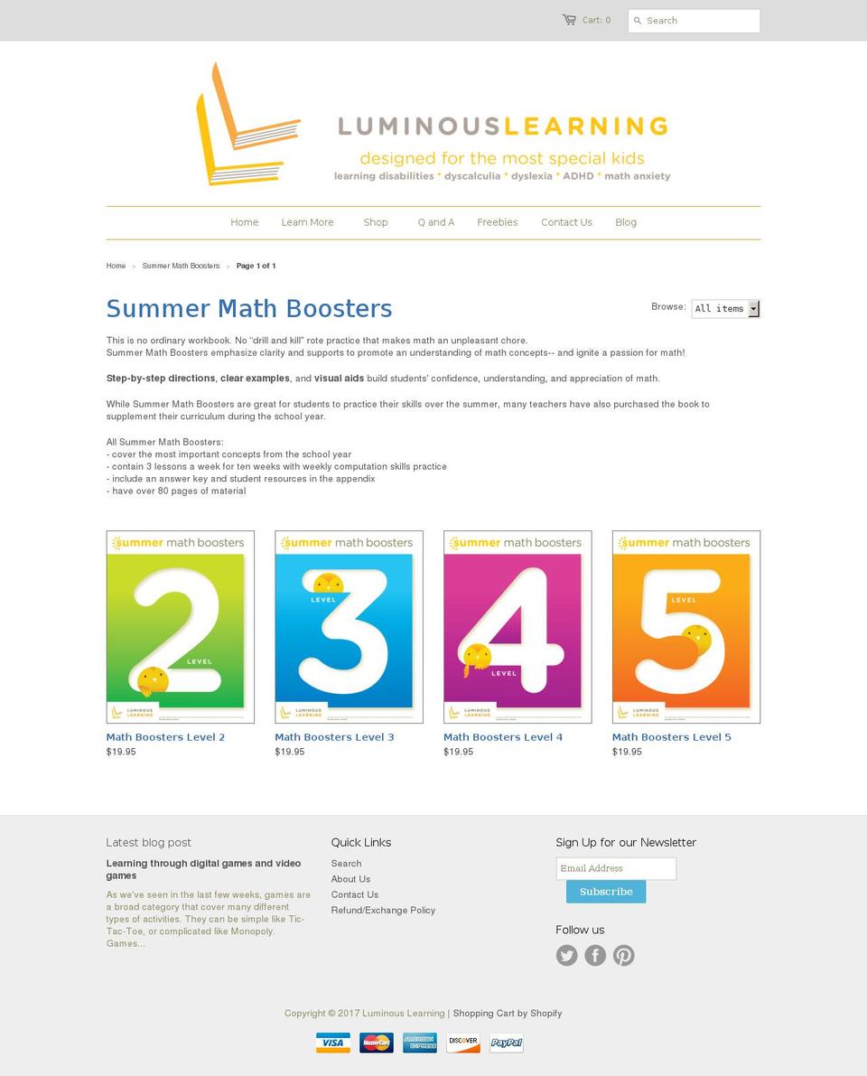 summermathboosters.com shopify website screenshot