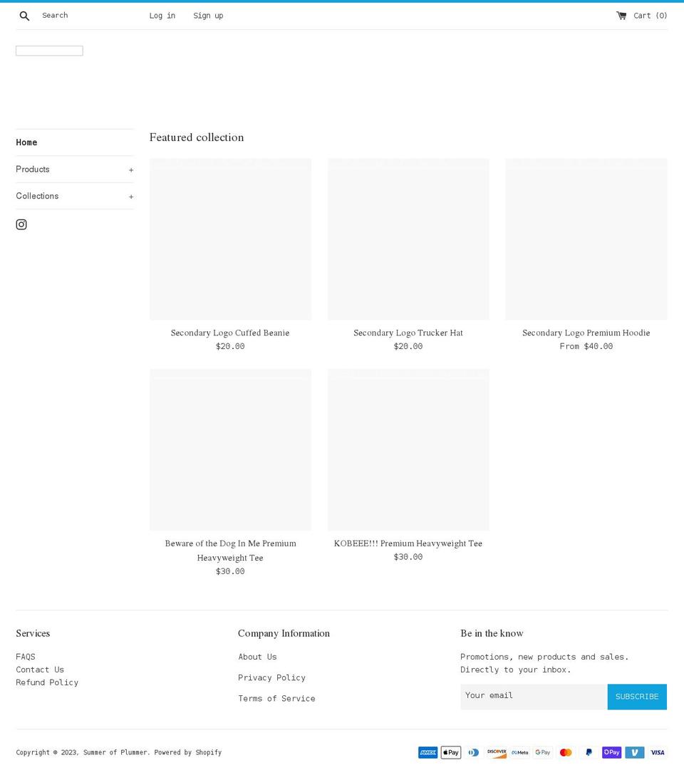 summerofplummer.com shopify website screenshot