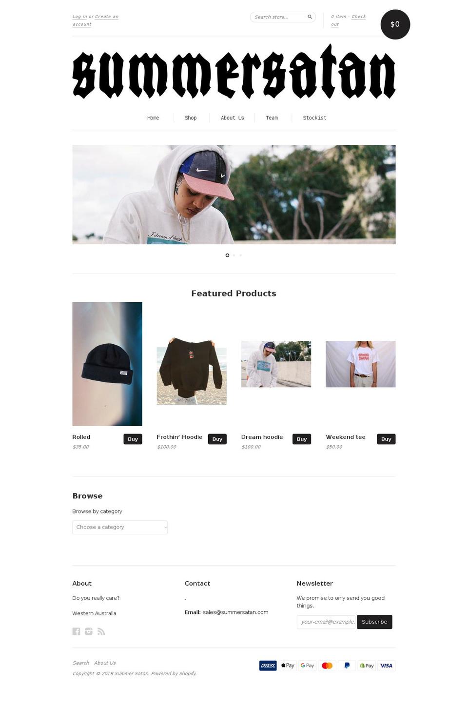 summersatan.com shopify website screenshot