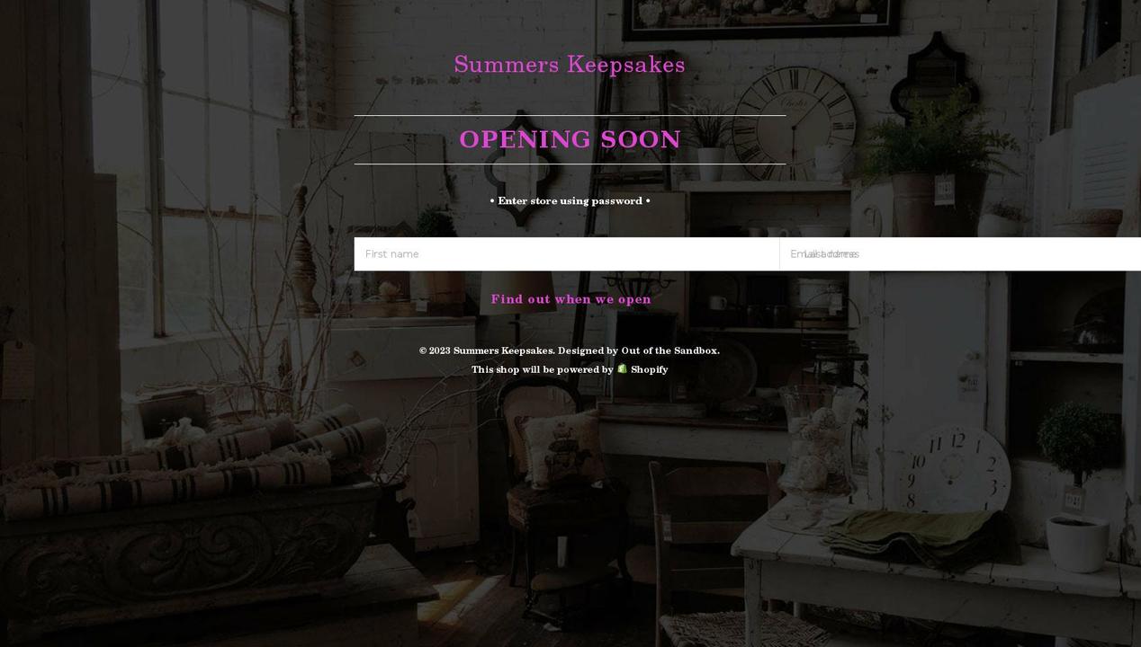 summerskeepsakes.com shopify website screenshot