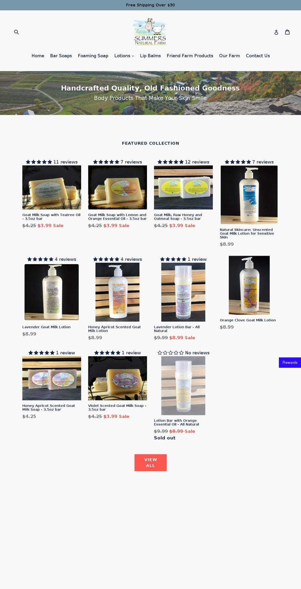 summersnaturalfarmproducts.com — Shopify storefront screenshot