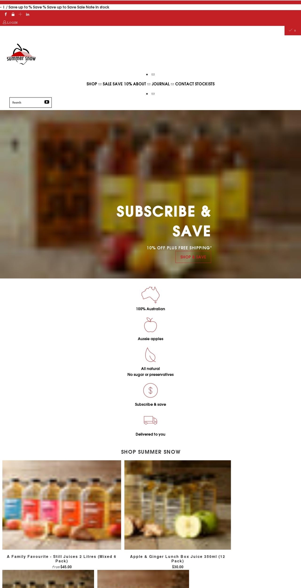 summersnowjuice.com.au shopify website screenshot