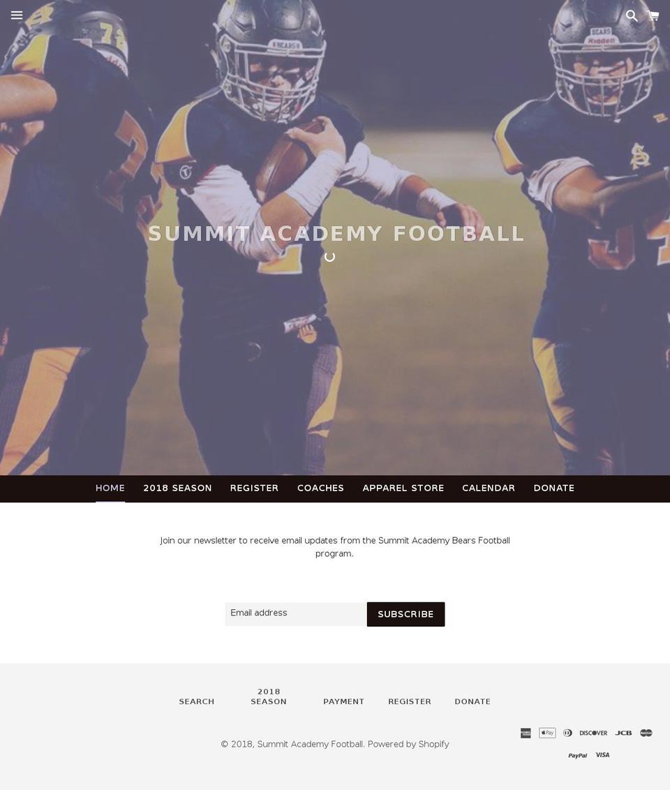 summitacademyfootball.com shopify website screenshot