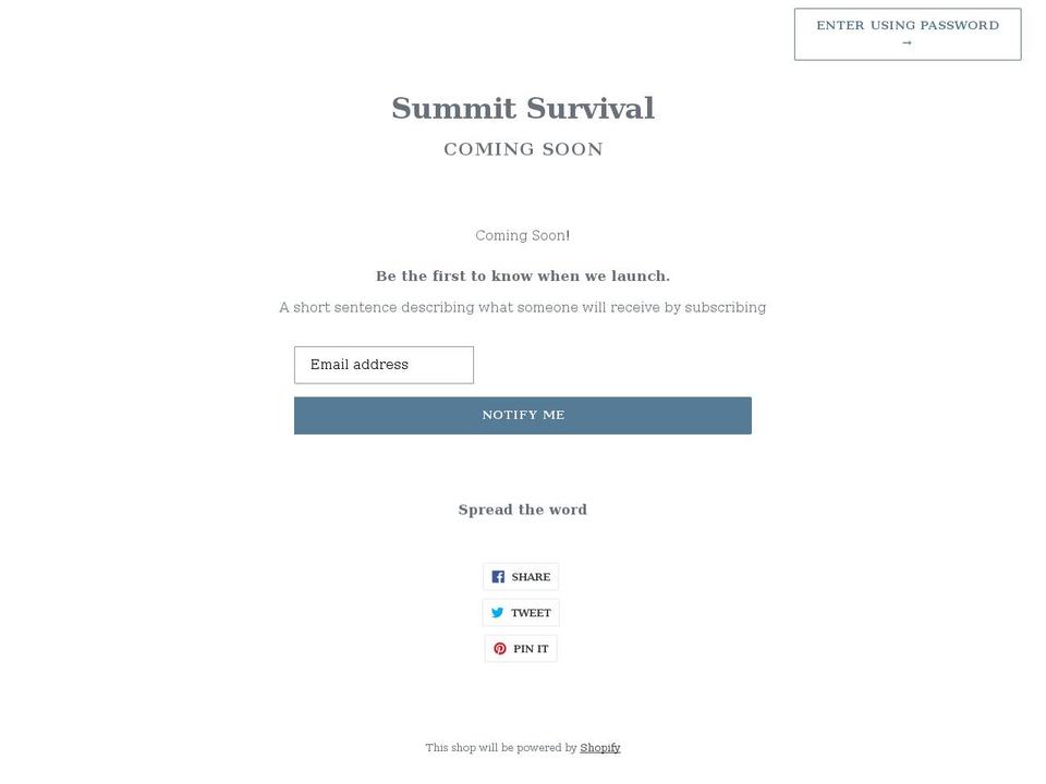 summitsurvival.com shopify website screenshot