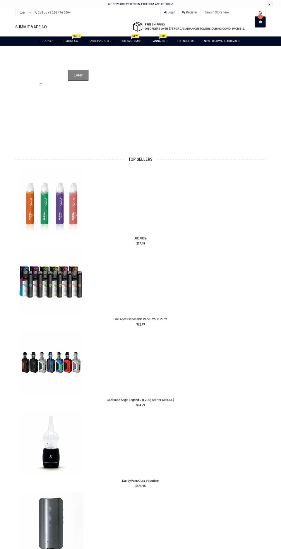 summitvapeco.com shopify website screenshot