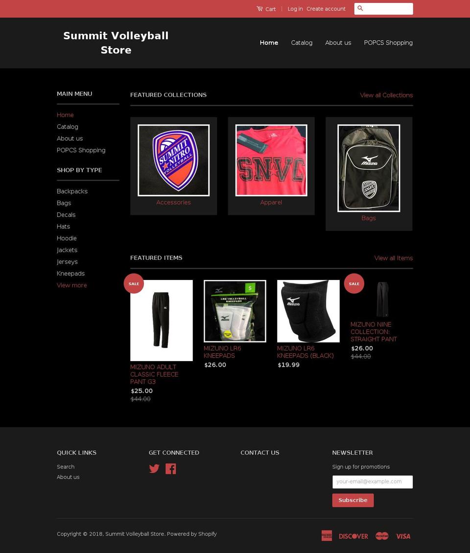 summitvolleyballstore.com shopify website screenshot