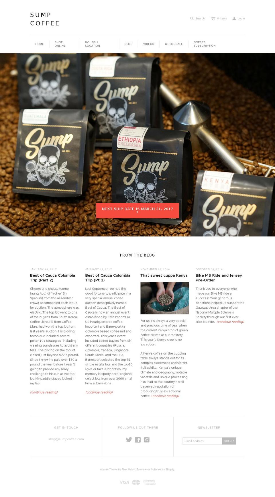 sumpcoffee.com shopify website screenshot