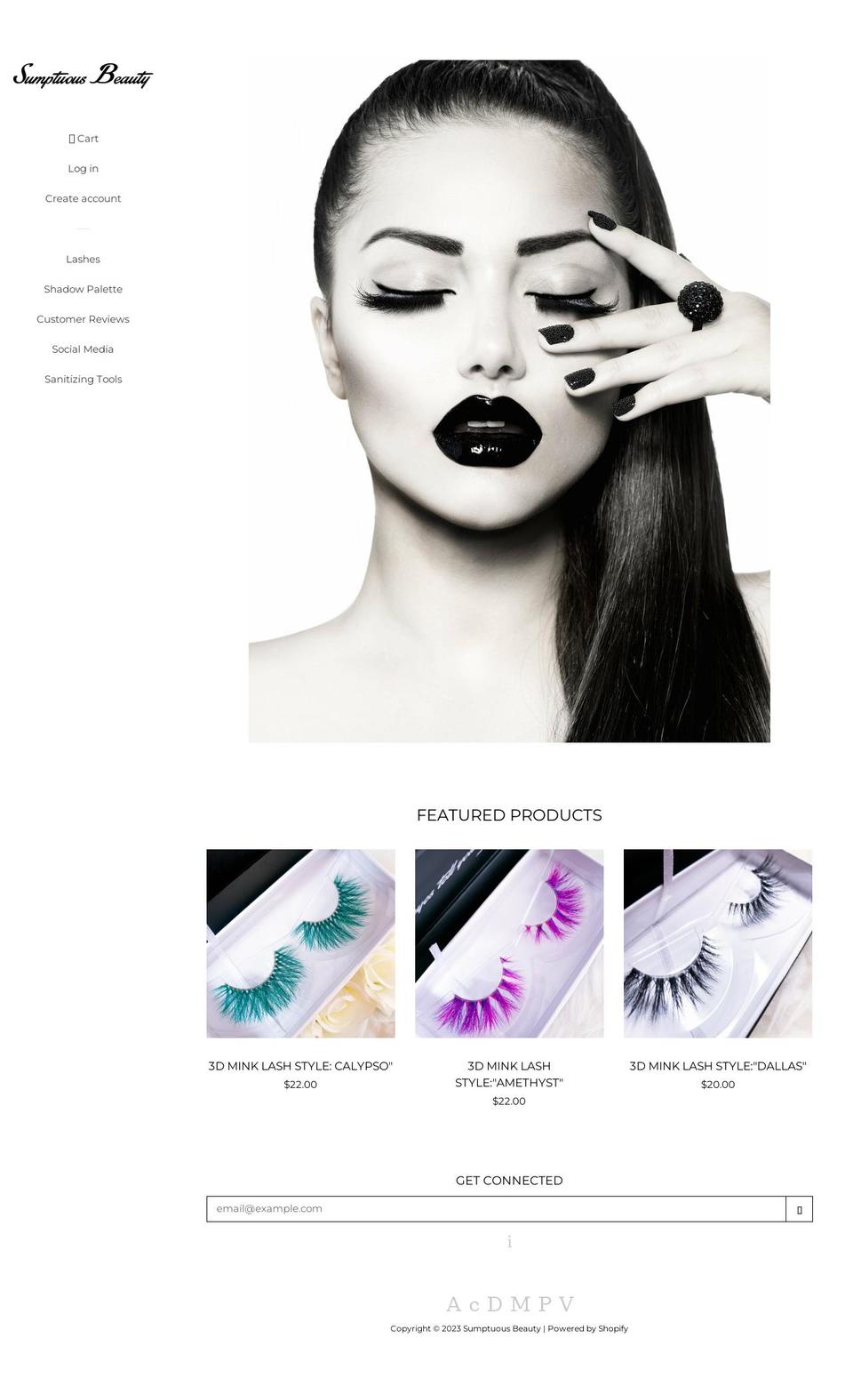 sumptuousbeauty.co shopify website screenshot