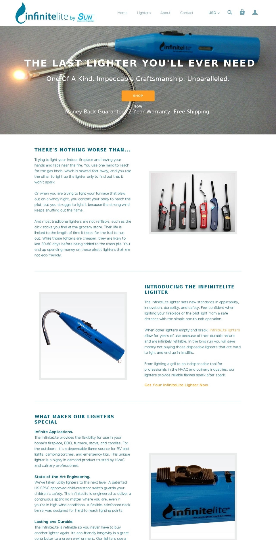 sun-lighters.com shopify website screenshot