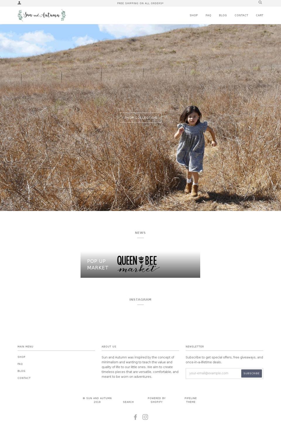 sunandautumn.com — Shopify storefront screenshot