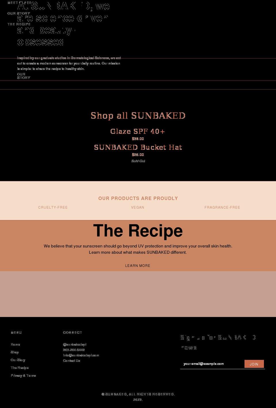 sunbakedspf.com shopify website screenshot