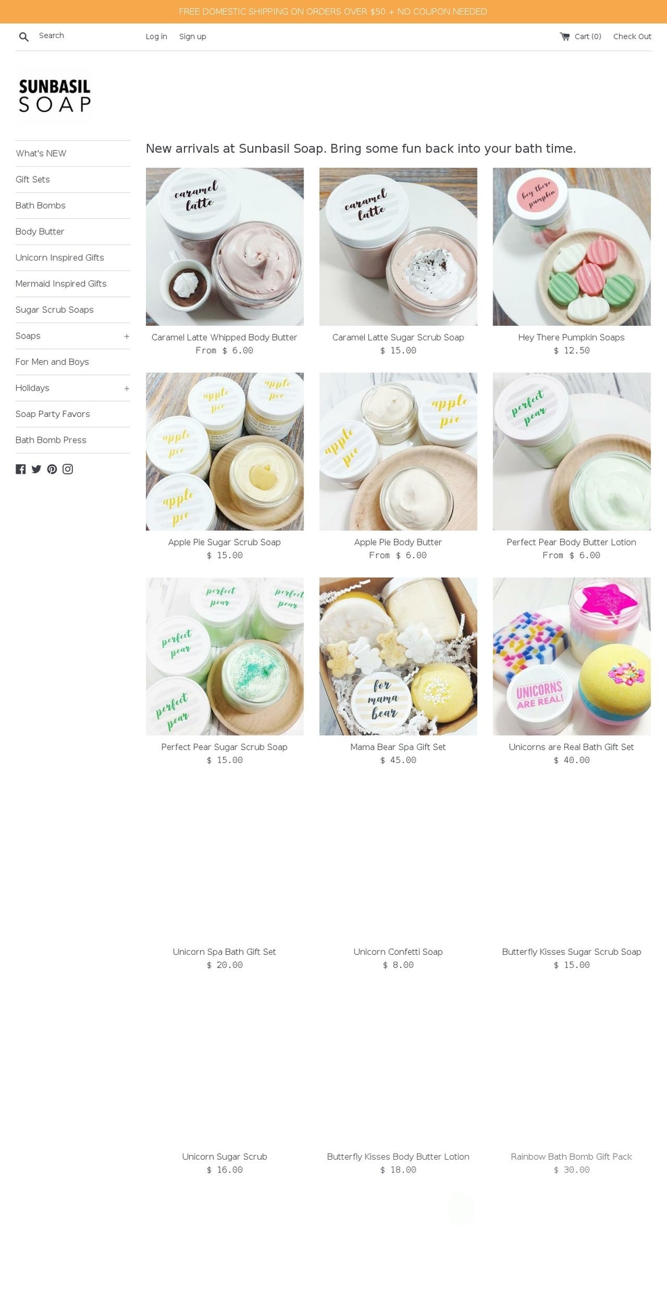 sunbasilsoap.com shopify website screenshot
