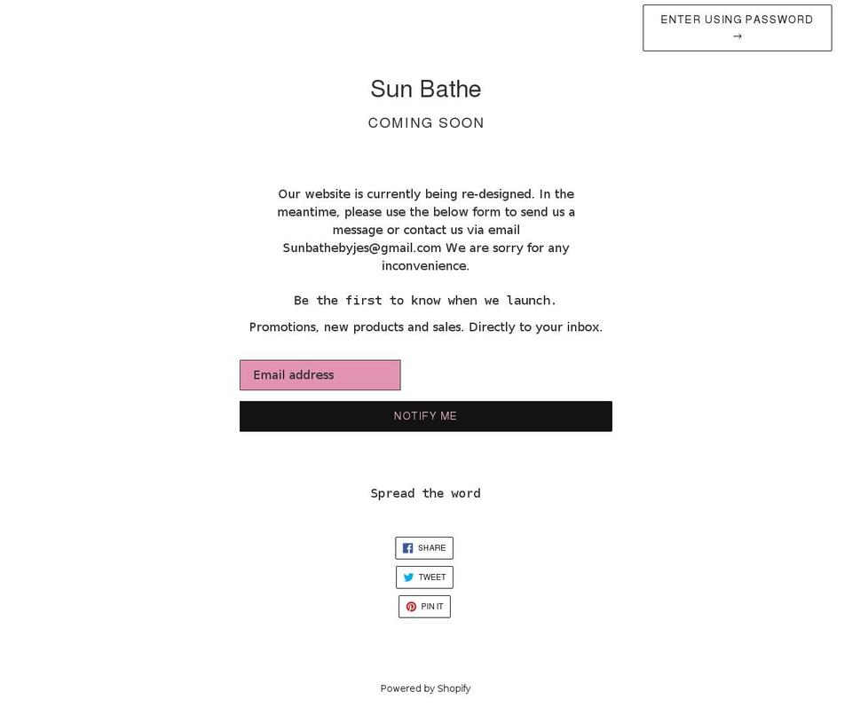 sunbathellc.com shopify website screenshot