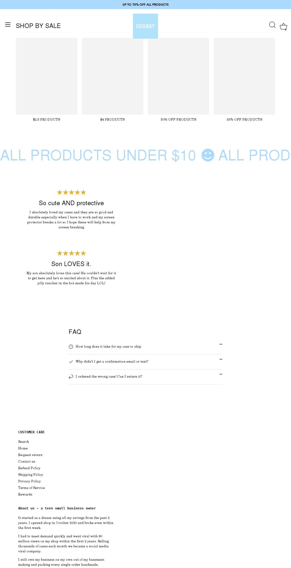 sunbaycases.com shopify website screenshot