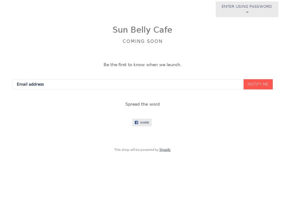 sunbellycafe.com — Shopify storefront screenshot