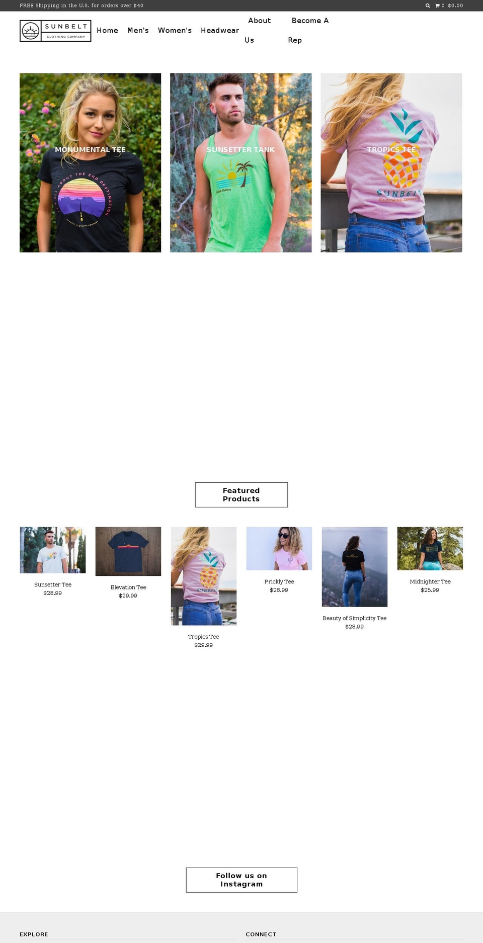 sunbeltclothingco.com — Shopify storefront screenshot