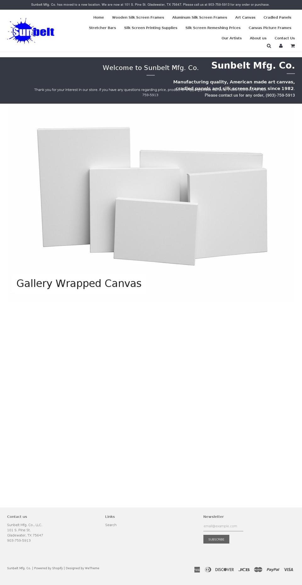 sunbeltmfg.com shopify website screenshot