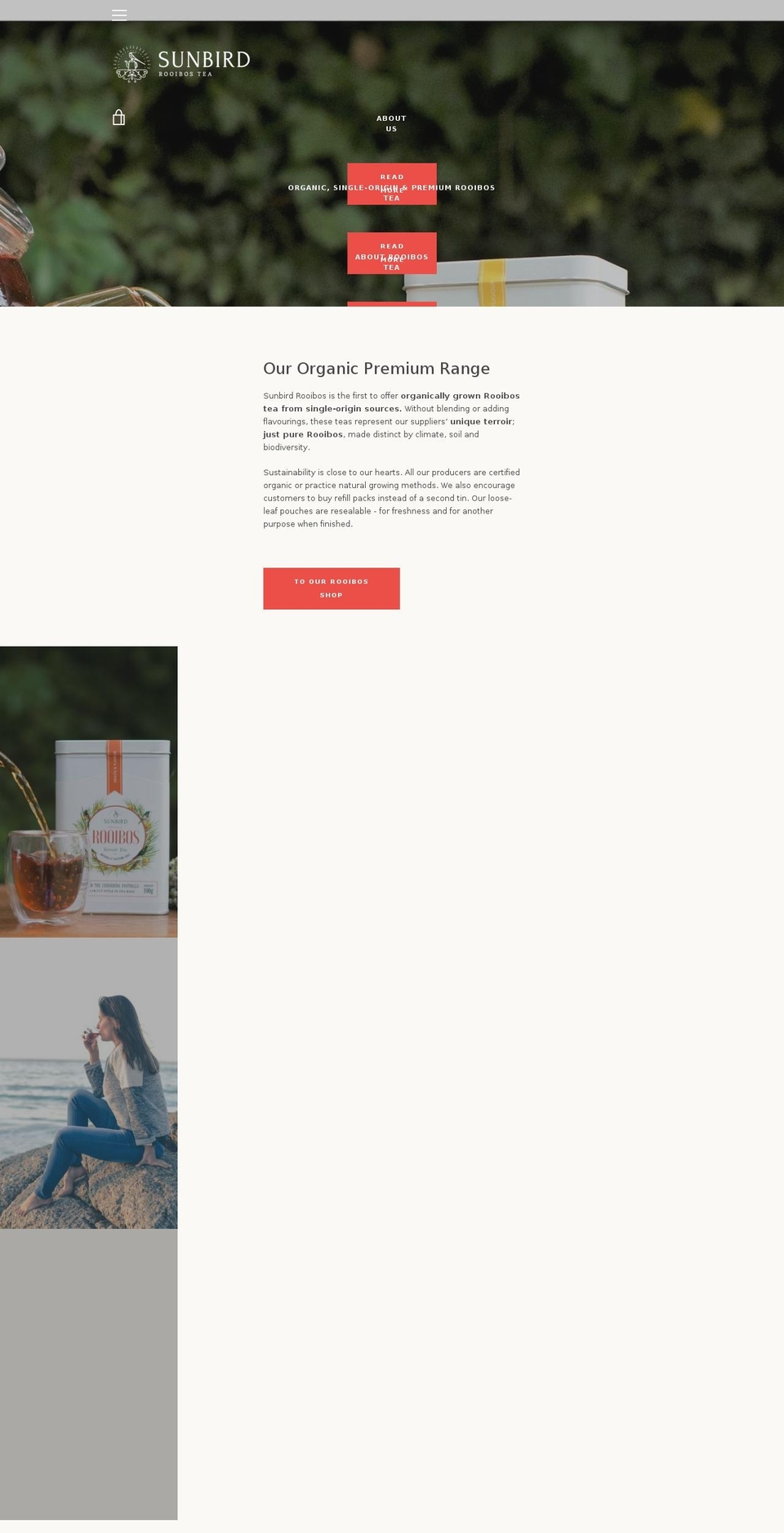 sunbirdrooibos.com shopify website screenshot