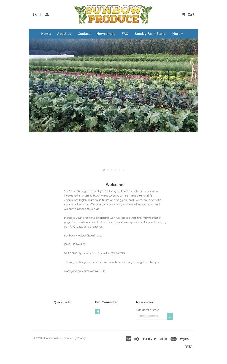 sunbowproduce.com shopify website screenshot