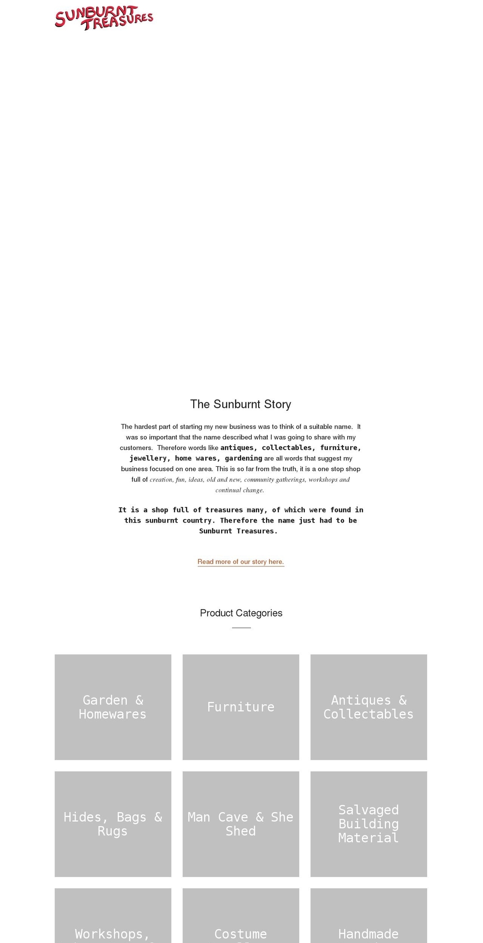 sunburnttreasures.com.au shopify website screenshot