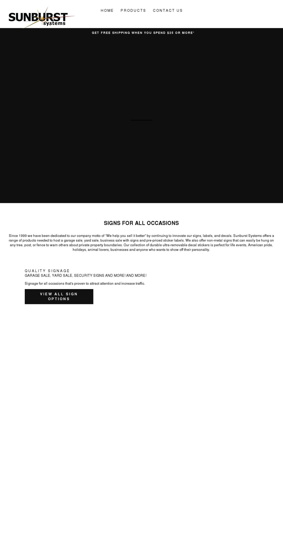 sunburstsystems.com shopify website screenshot
