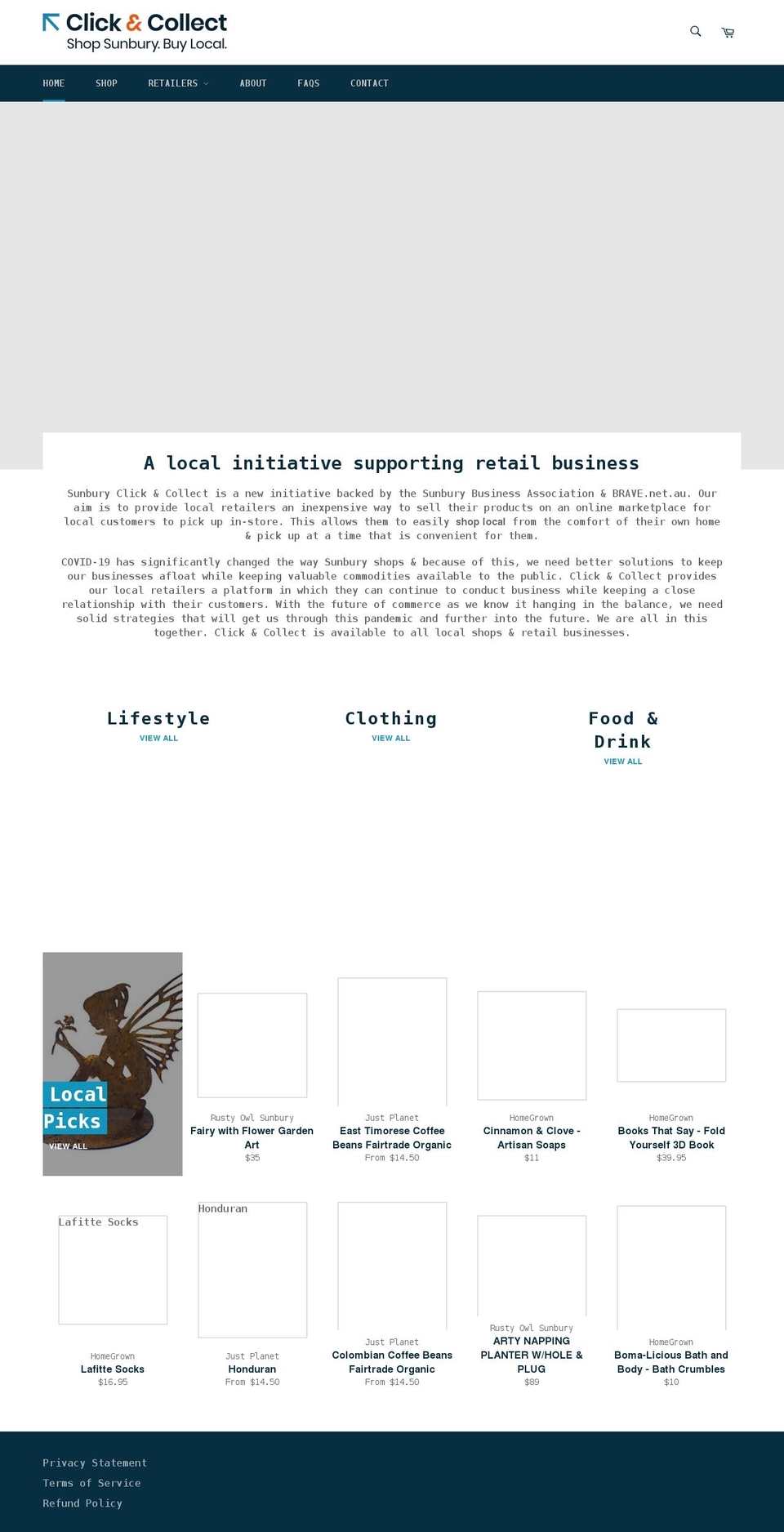 sunburyclickandcollect.com.au shopify website screenshot