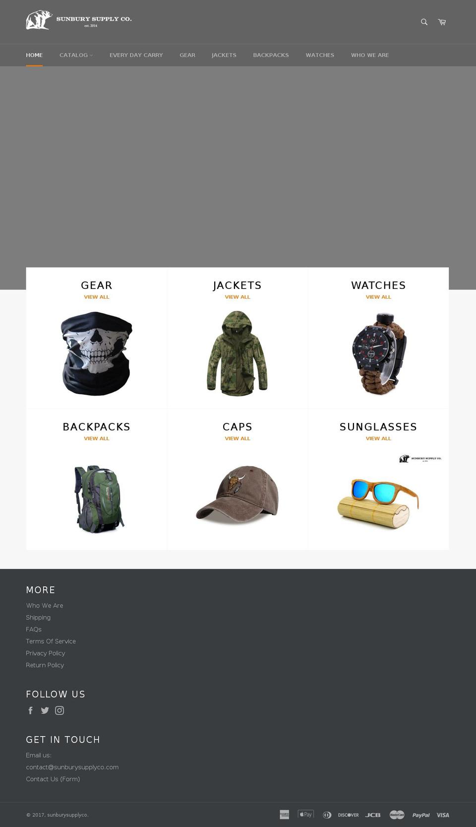 sunburysupplyco.com shopify website screenshot